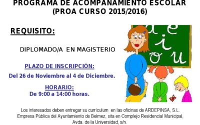 Oferta de Empleo – Programa de Acompañamiento Escolar para el curso 2015/16