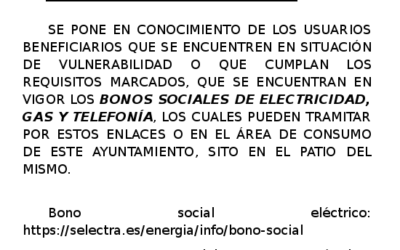 Bonos sociales de electricidad, gas y telefonía