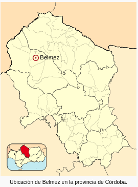 Ubicación de Belmez en la provincia de Córdoba
