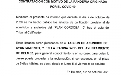 Programa extraordinario de ayuda a la contratación con motivo del COVID- 19