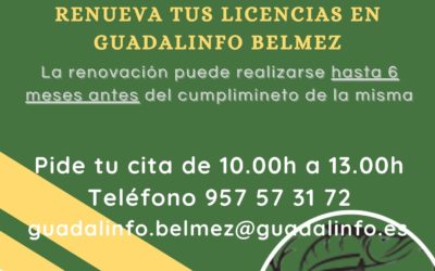 Renovación de licencias de caza y pesca en Guadalinfo.