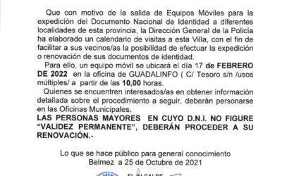 EXPEDICIÓN/RENOVACIÓN DEL DNI, EL DÍA 17 DE FEBRERO 2022.