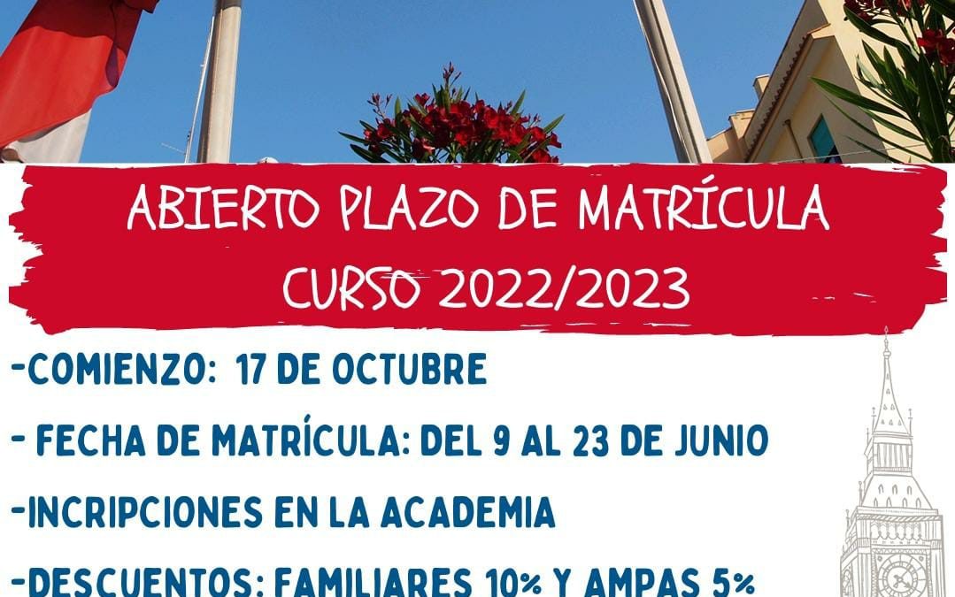 Abierto el plazo de Inscripción para el curso 2022/2023