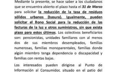 Bono Social y Reducción de la tasa de residuos