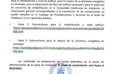 Subvención en materia de rehabilitación energética