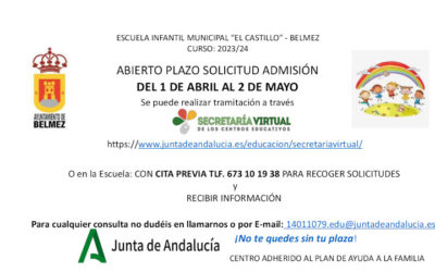 Presentación solicitudes nueva admisión curso 23/24