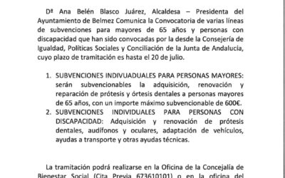 Subvenciones individuales para personas mayores