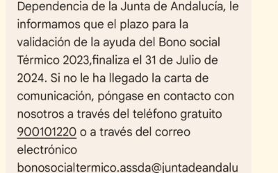 Bono Social Térmico 2023, finaliza el 31 de julio de 2024